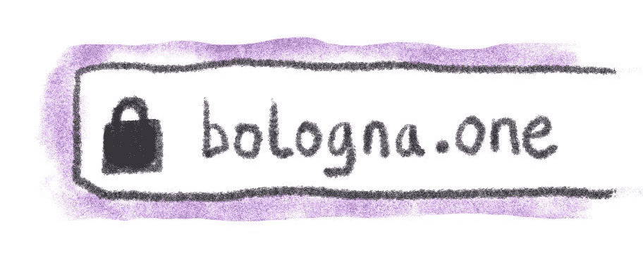 Web browser address bar with bologna.one written inside